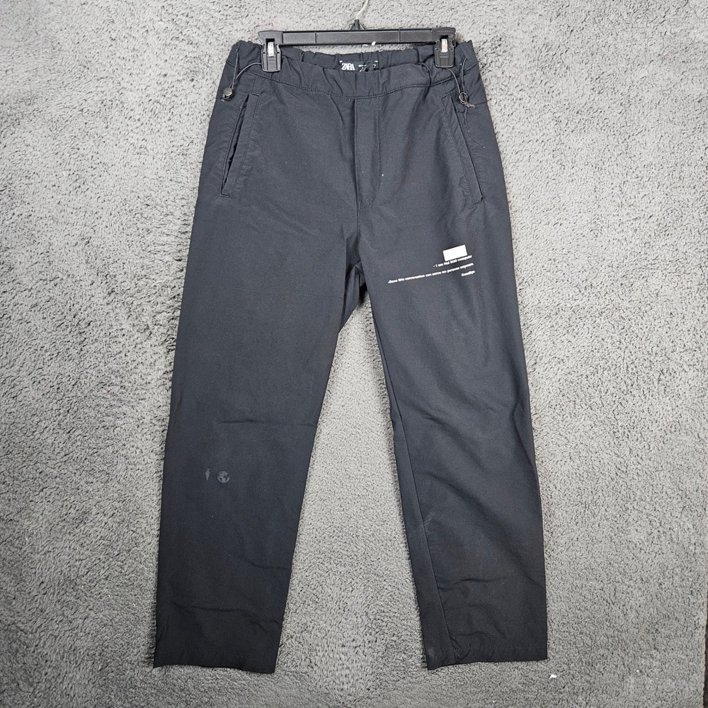ZARA A Space Odyssey Black Graphic Print Cargo Pants Women's Size Medium‎